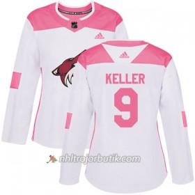 Dame Ishockey Arizona Coyotes Tröja Clayton Keller 9 Adidas 2017-2018 Vit Rosa Fashion Authentic